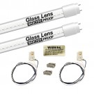 Single End LED T8 4ft. CLEAR shatterproof glass lens retrofit base 2 tube complete retrofit kit 5000K Cool White LED 18watt SE G13